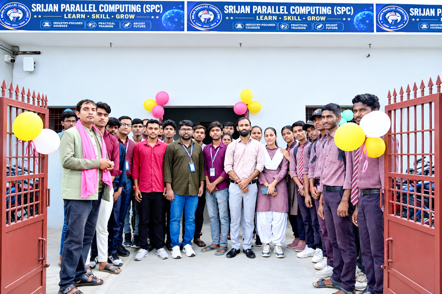 Students learning computers at Srijan Parallel Computing